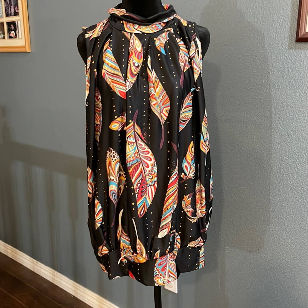 Loveu Dear multi colored, feather pattern, sleeveless top